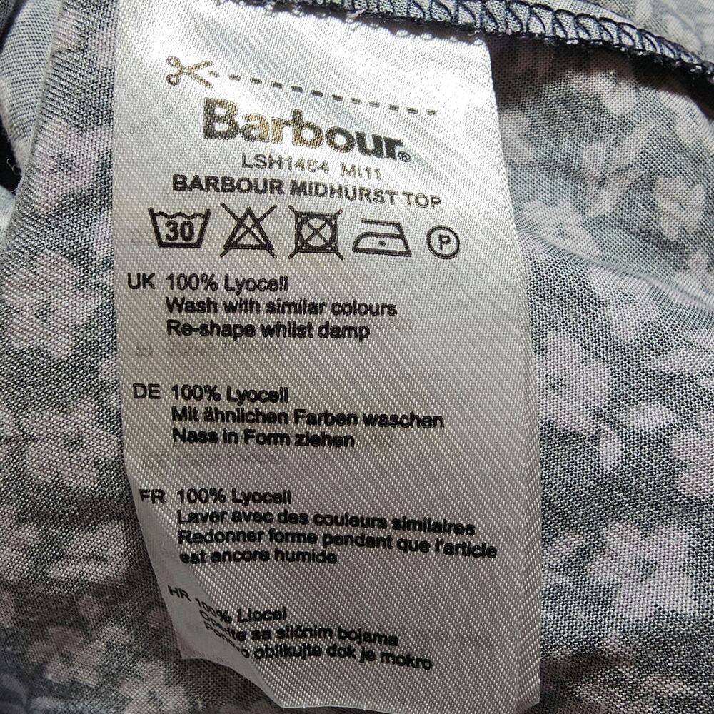 Barbour Black and Lavender Floral Smocked-Ruffle Blouse - Picture 8 of 9